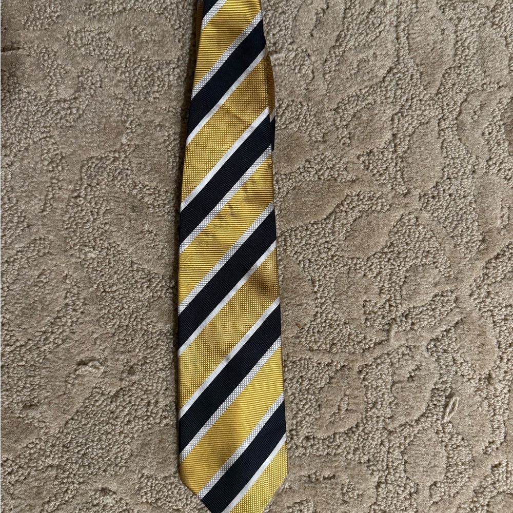 Vintage Silk Yellow and Black Striped Tie